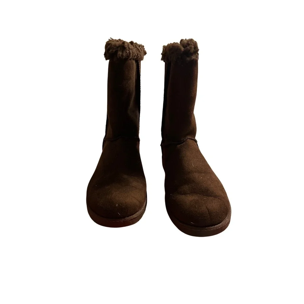 So‎ Soft Boots Women's Brown Faux Suede Fur Lined Winter Cozy